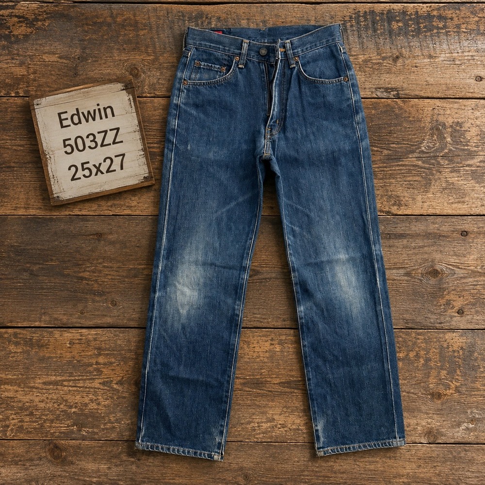Edwin 503ZZ Jeans Womens 25x27 Blue Indigo Straight Leg High Rise Made in Japan